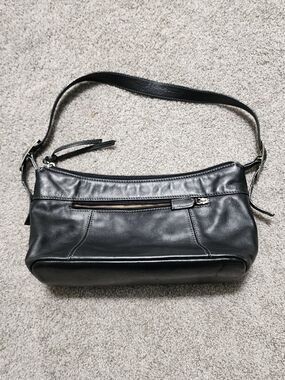Tignanello Classic Black Leather Shoulder Bag